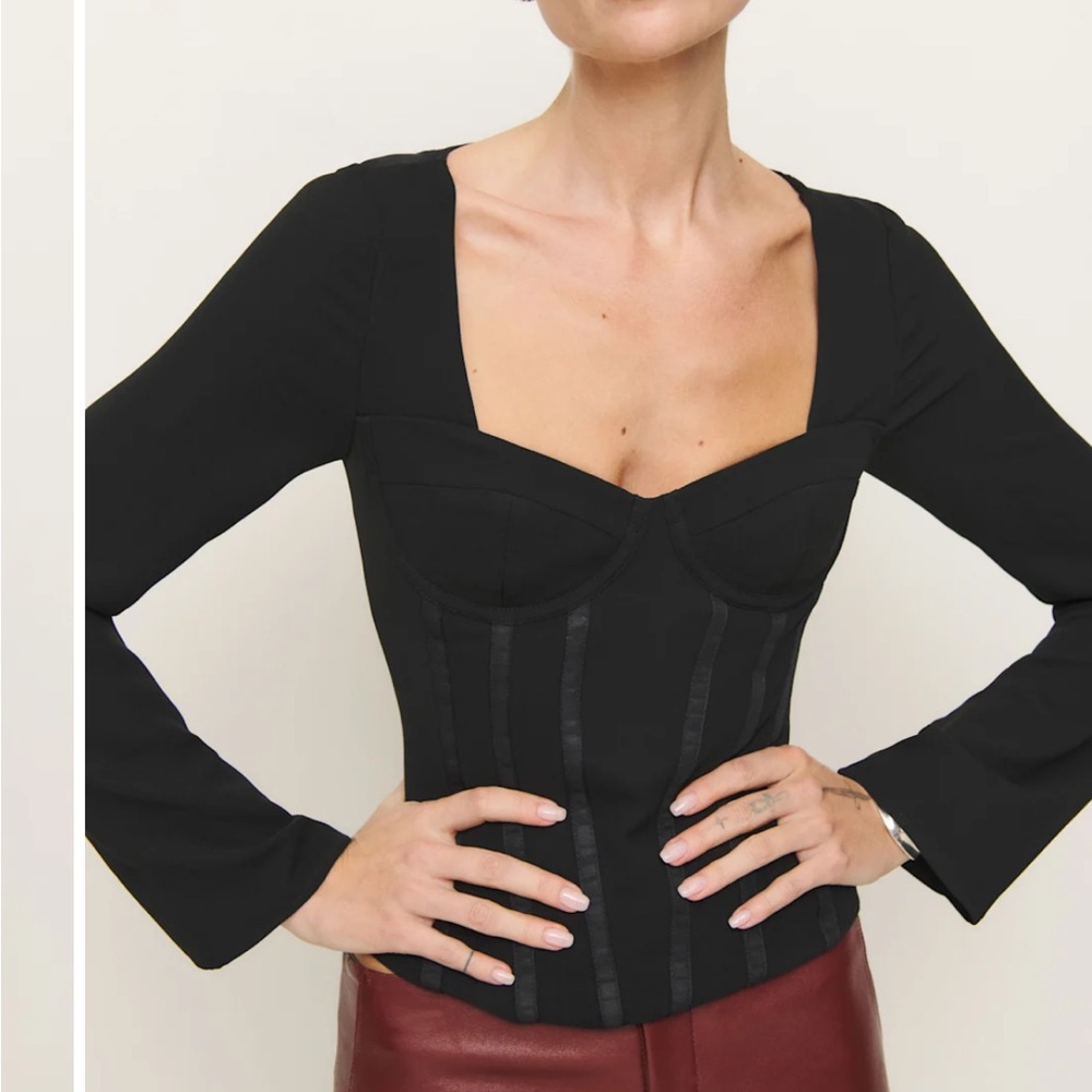 Reformation Amina Top Black - Size 2